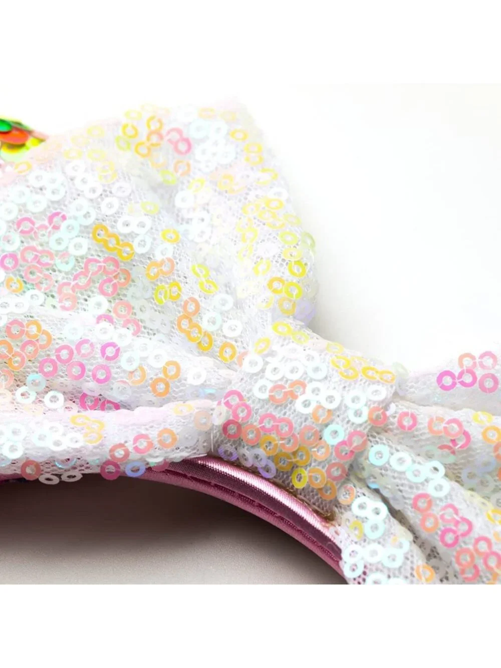 Women Sequin Rainbow Shiny Bow Mickey Mouse Hair Headband For Cosplay